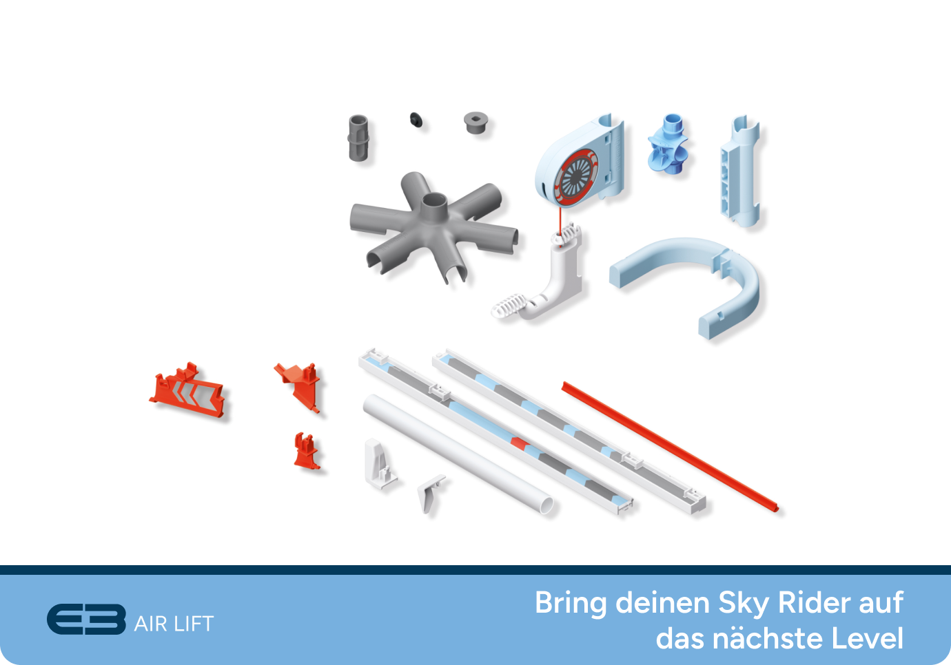 SKY TRAILS Air Lift Produktverpackung mit Abbildung des montierten Lifts und Weltraumszene
