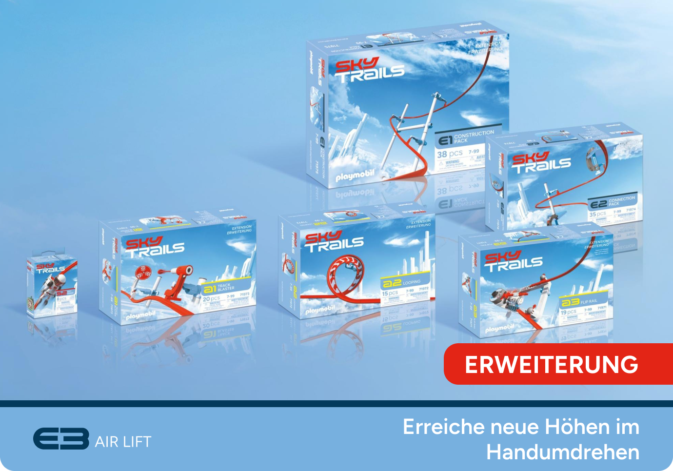 Nahaufnahme des SKY TRAILS Air Lift Moduls mit Seilzug und roter Fahrspur