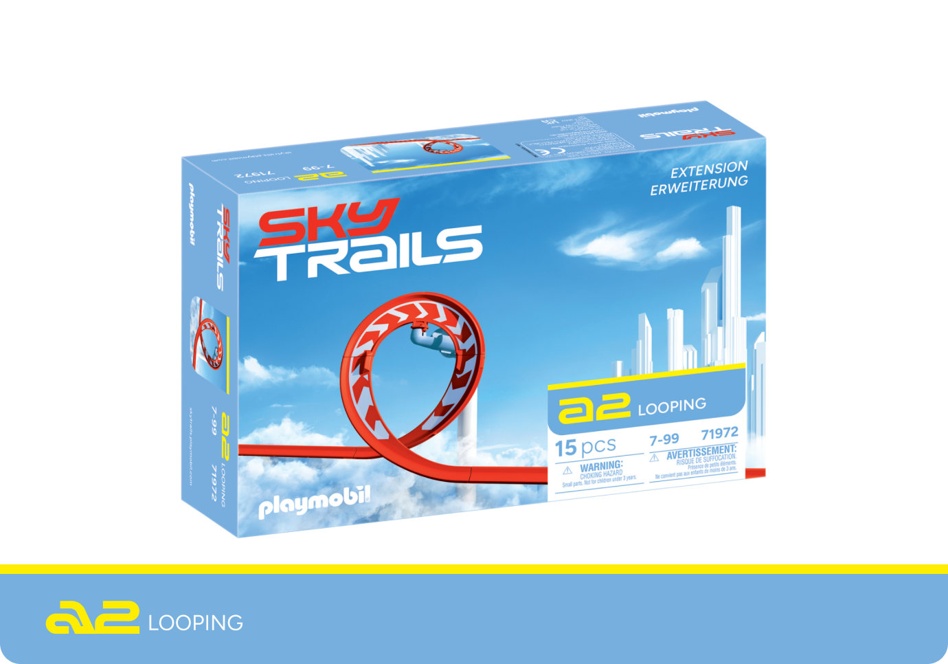 SKY TRAILS Verpackung des Looping-Sets mit auffälligem Loop-Design ? ideales Geschenk für Kinder ab 7 Jahren, die kreative Rennbahn-Ideen bauen wollen