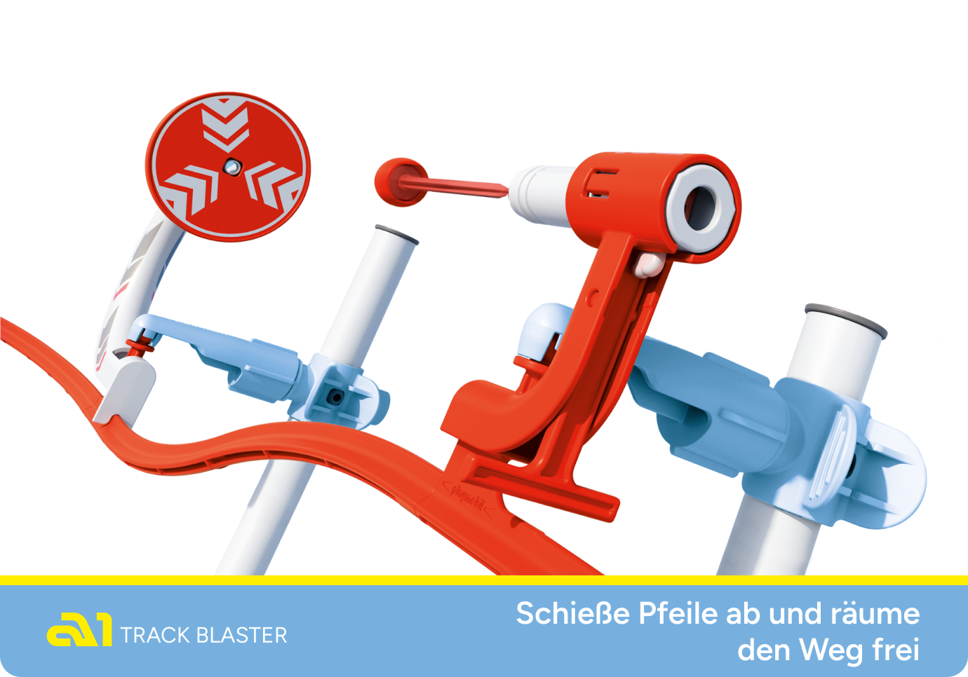 Track Blaster Abschussrampe mit Zielscheibe auf gebogener SKY TRAILS Schiene