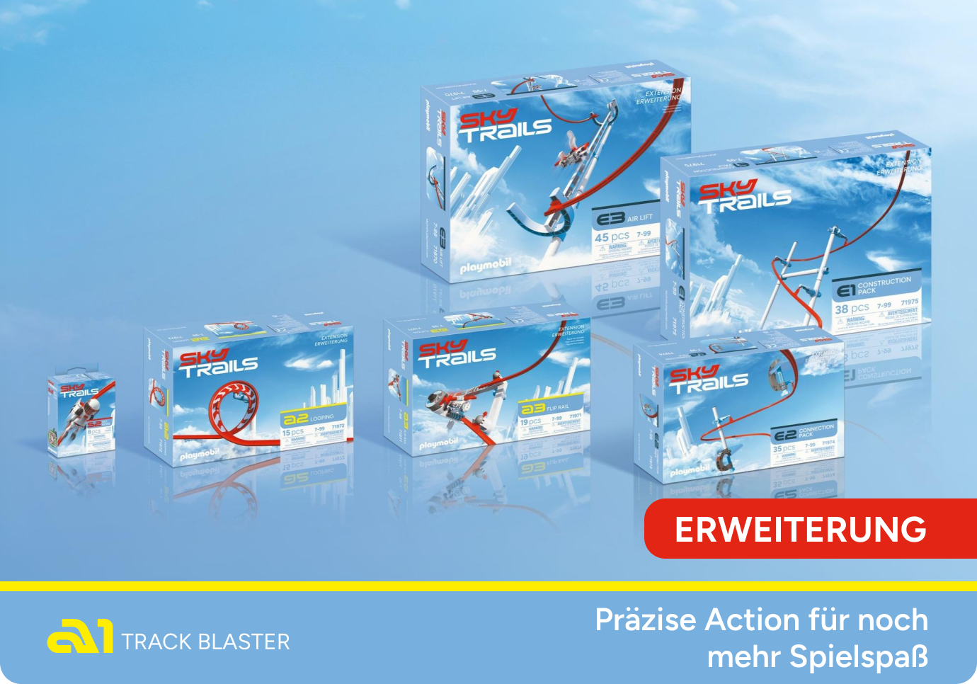 SKY TRAILS Produktübersicht mit Track Blaster und weiteren Erweiterungen
